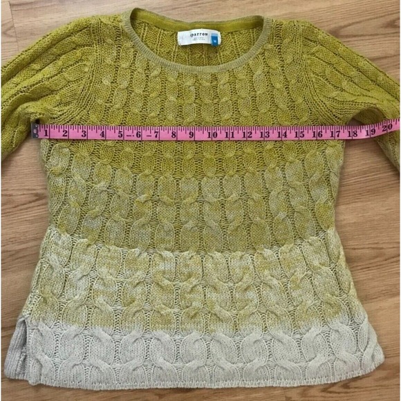 Anthropologie Sparrow Fading Rainbow Ombre Stripe Sweater Yellow Ginger - Picture 7 of 8